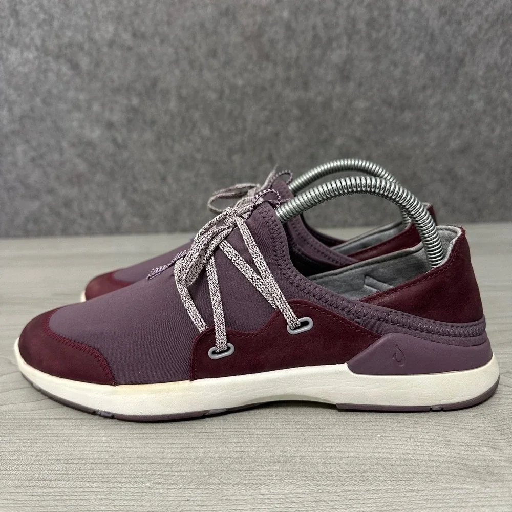 OluKai‎ Miki Li Women Size 8 Sneaker 20366-5Q1A Mauve Plum Leather Textile